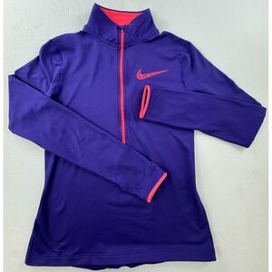 Nike Pro Dri-FIT Quarter Zip Pullover Womens Medium Purple Pink Athletic Top